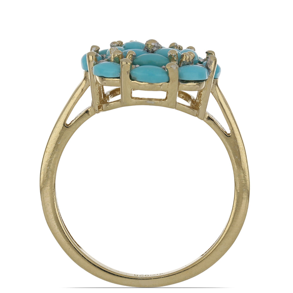Goldplattierter Silberring mit Dornröschen Türkis und weißem Topas 4 