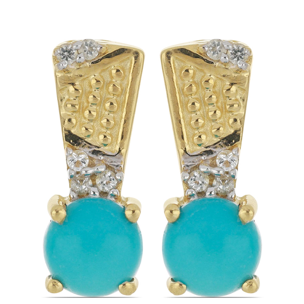 Goldplattierte Silberohrringe mit Dornröschen Türkis und weißem Topas 1 