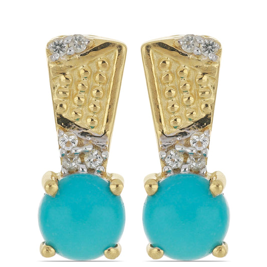 Goldplattierte Silberohrringe mit Dornröschen Türkis und weißem Topas