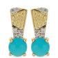 Goldplattierte Silberohrringe mit Dornröschen Türkis und weißem Topas