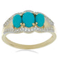 Goldplattierter Silberring mit Dornröschen Türkis und weißem Topas