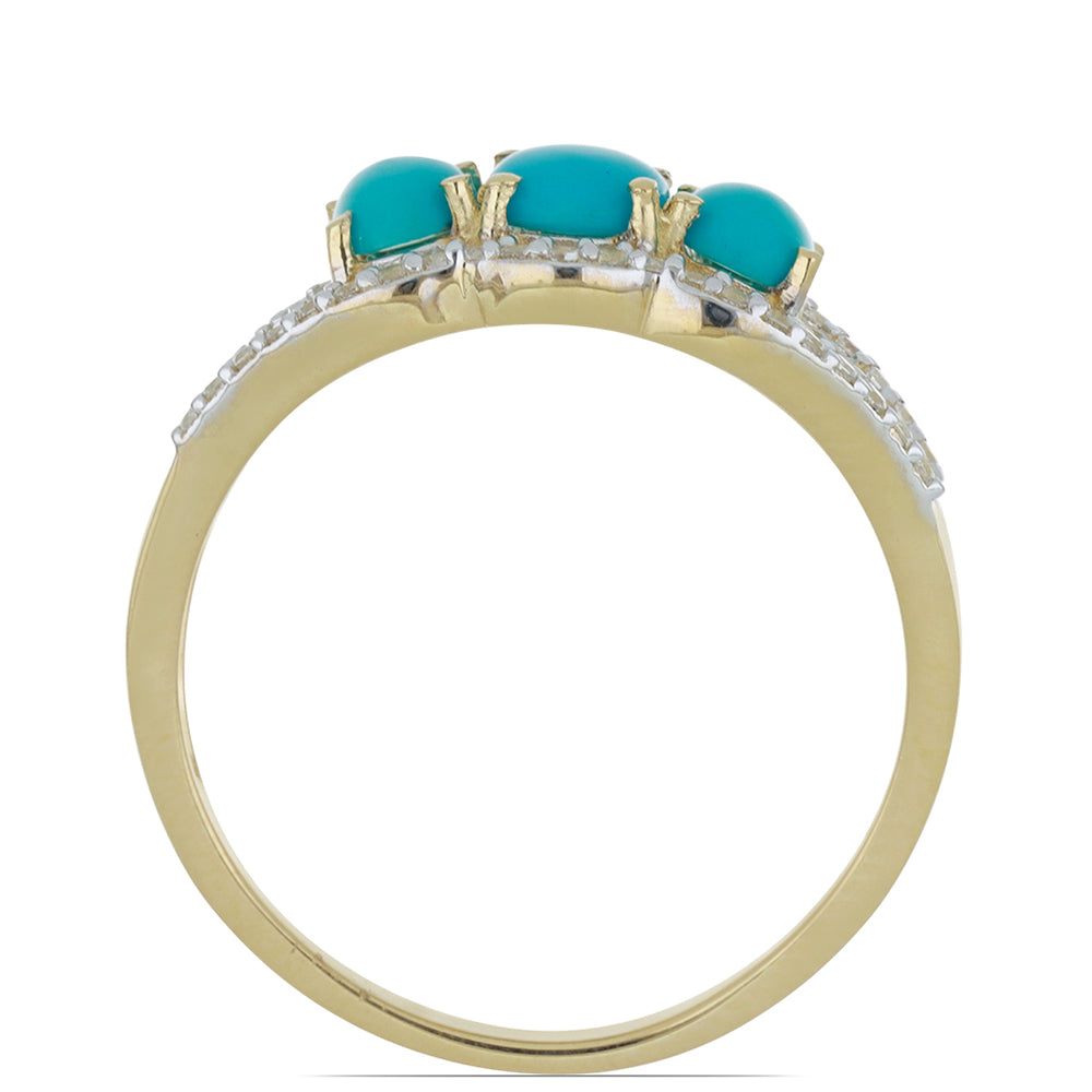 Goldplattierter Silberring mit Dornröschen Türkis und weißem Topas 3 