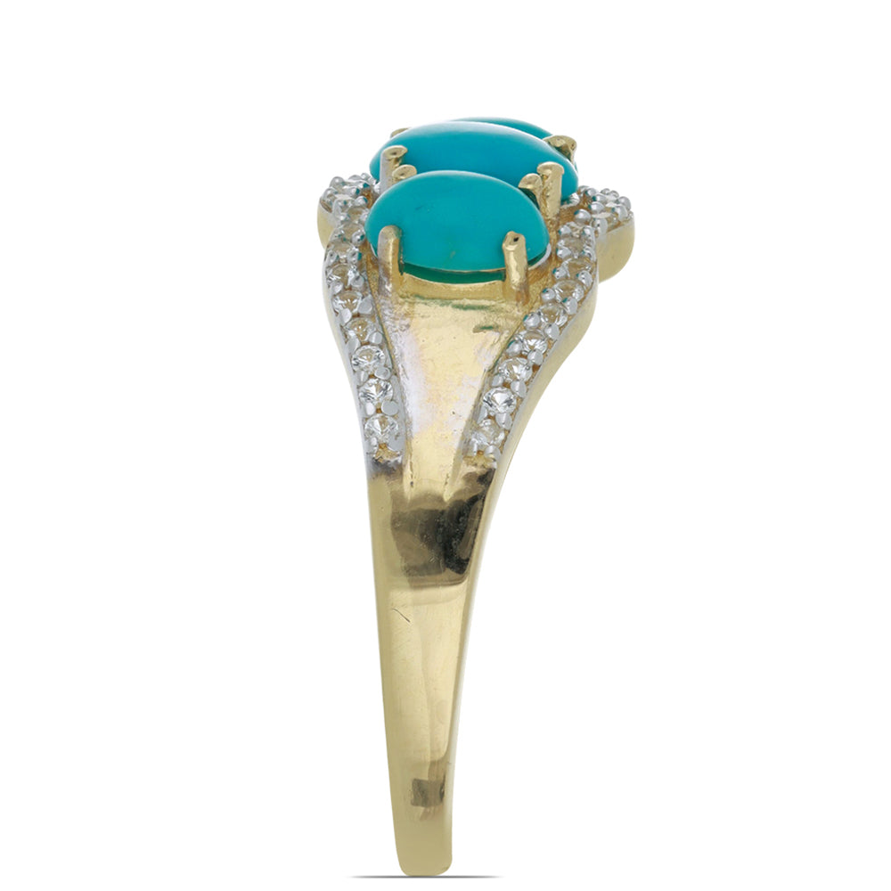 Goldplattierter Silberring mit Dornröschen Türkis und weißem Topas