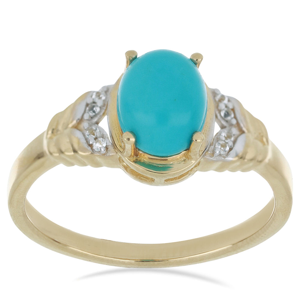 Goldplattierter Silberring mit Dornröschen Türkis und weißem Topas 1 