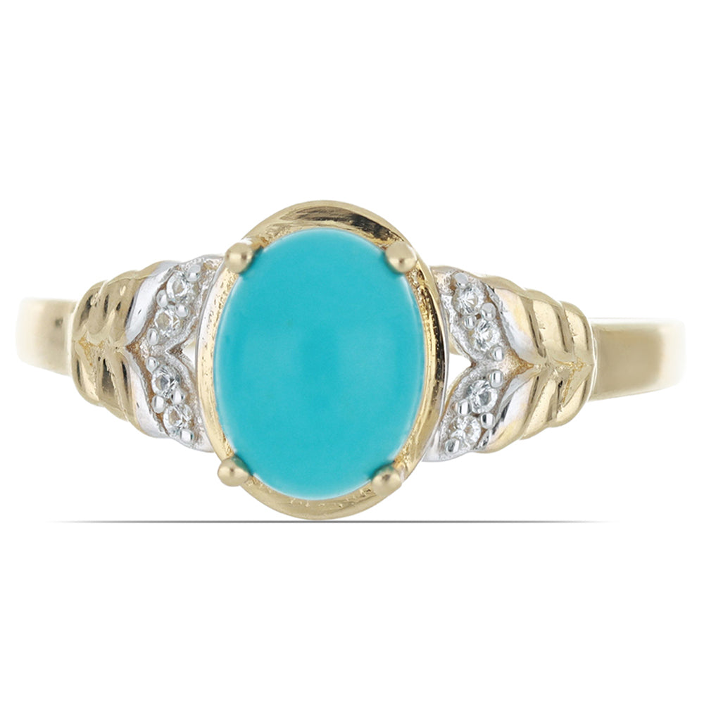 Goldplattierter Silberring mit Dornröschen Türkis und weißem Topas