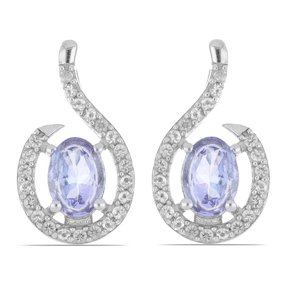 Silberohrringe mit Tansanit und weißem Topas