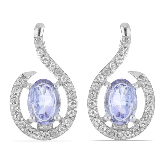 Silberohrringe mit Tansanit und weißem Topas