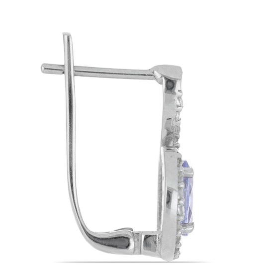 Silberohrringe mit Tansanit und weißem Topas