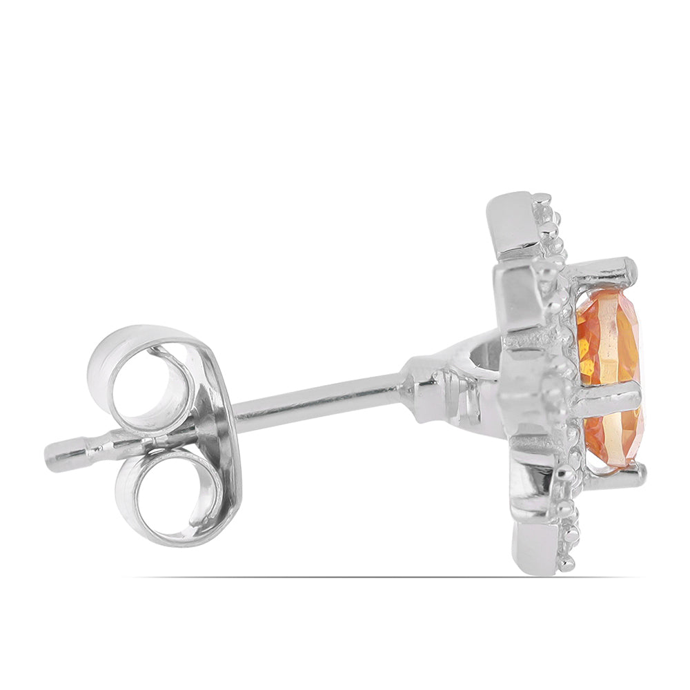 Silberohrringe mit Padparadscha Quarz und weißem Topas 2 