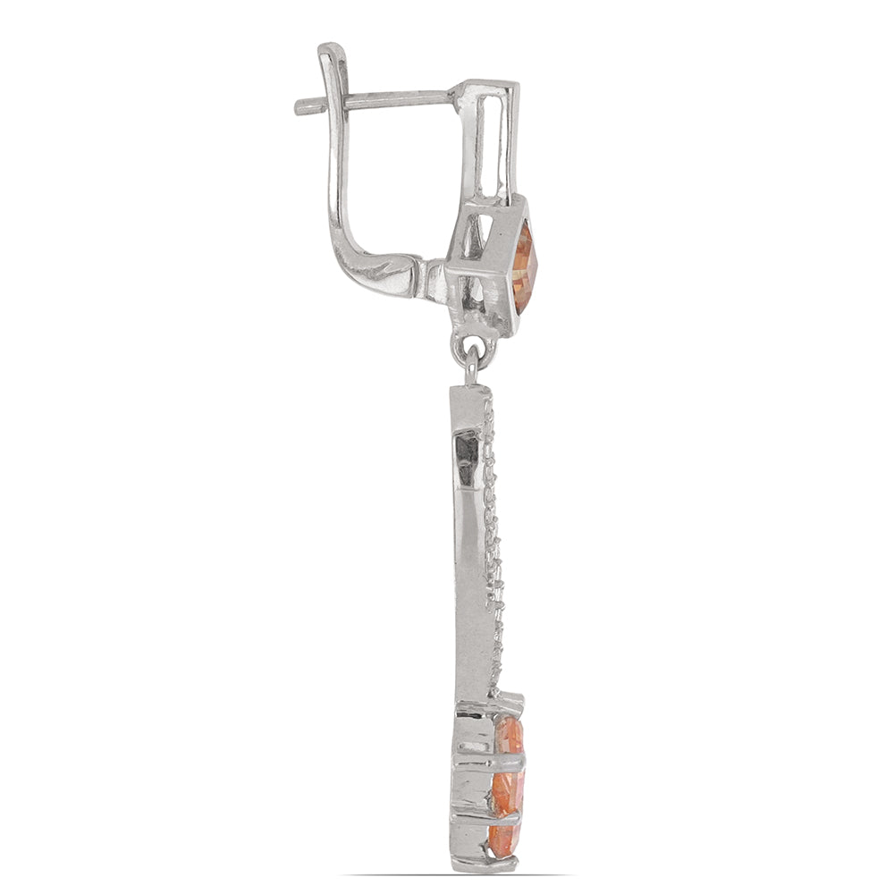 Silberohrringe mit Padparadscha Quarz und weißem Topas 2 