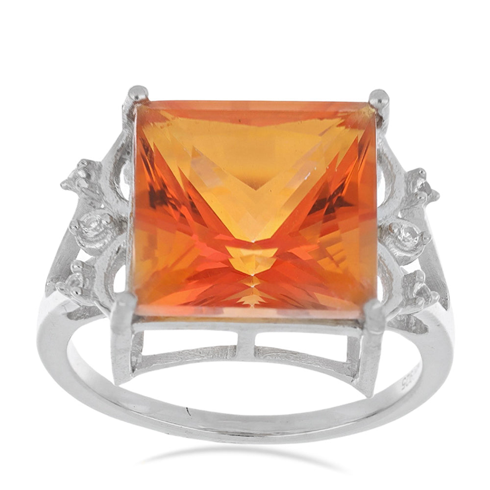 Silberring mit Padparadscha Quarz und weißem Topas 2 