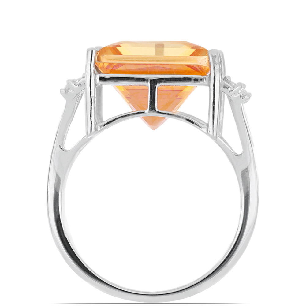 Silberring mit Padparadscha Quarz und weißem Topas