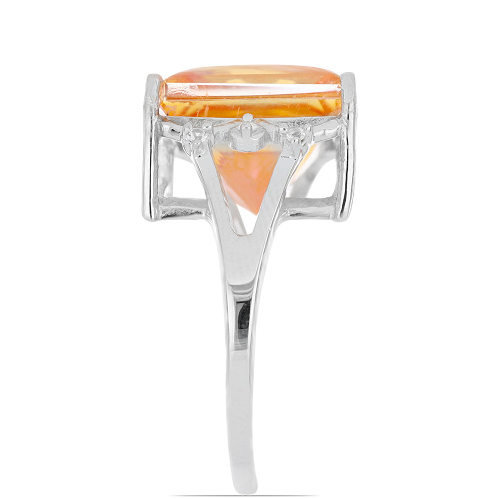 Silberring mit Padparadscha Quarz und weißem Topas 4 