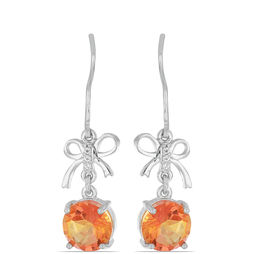 Silberohrringe mit Padparadscha Quarz und weißem Topas 1 