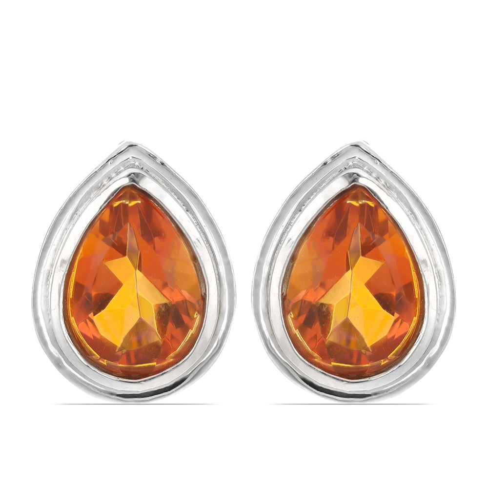 Silberohrringe mit Padparadscha Quarz 1 