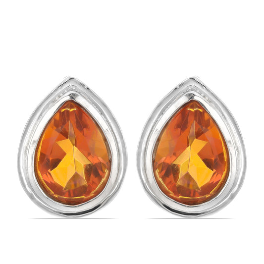 Silberohrringe mit Padparadscha Quarz