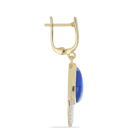 Goldplattierte Silberohrringe mit Lapislazuli aus Badakhshan