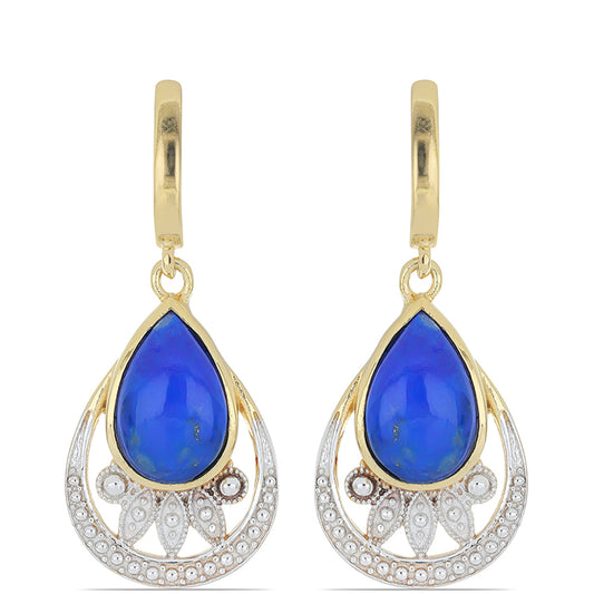 Goldplattierte Silberohrringe mit Lapislazuli aus Badakhshan