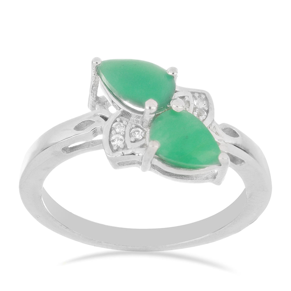 Silberring mit brasilianischem Smaragd und weißem Topas