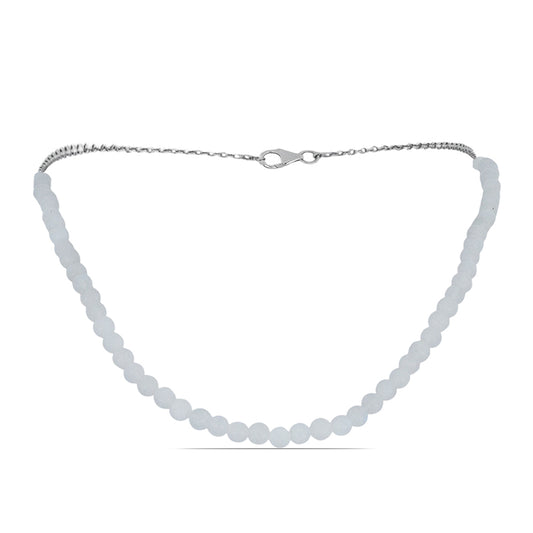 Silberhalskette mit Regenbogenmondstein