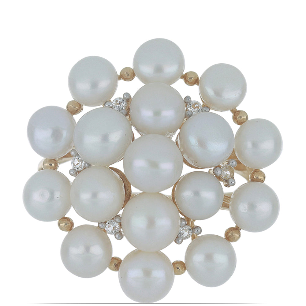 Goldplattierter Silberring mit weißer Süßwasserperle 1 