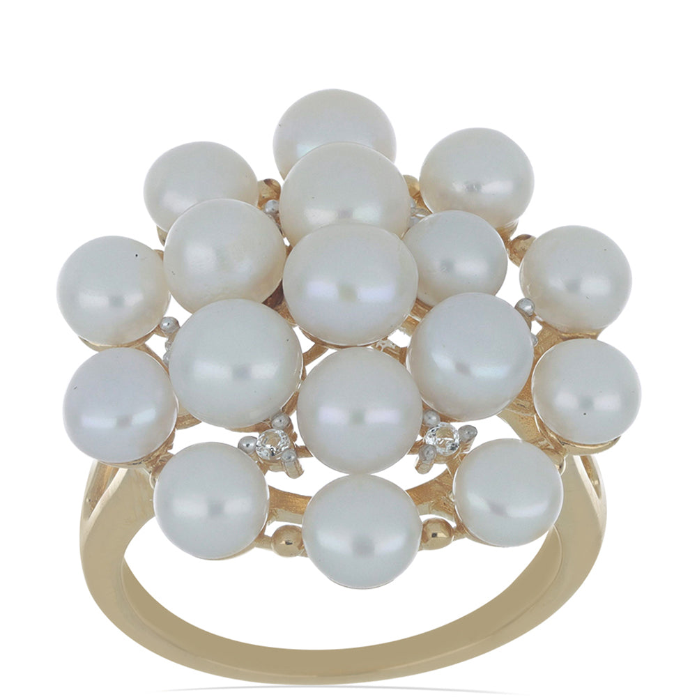 Goldplattierter Silberring mit weißer Süßwasserperle