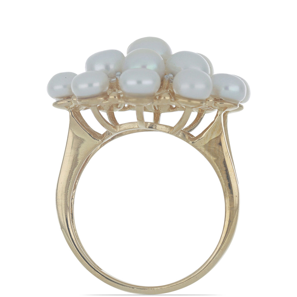 Goldplattierter Silberring mit weißer Süßwasserperle