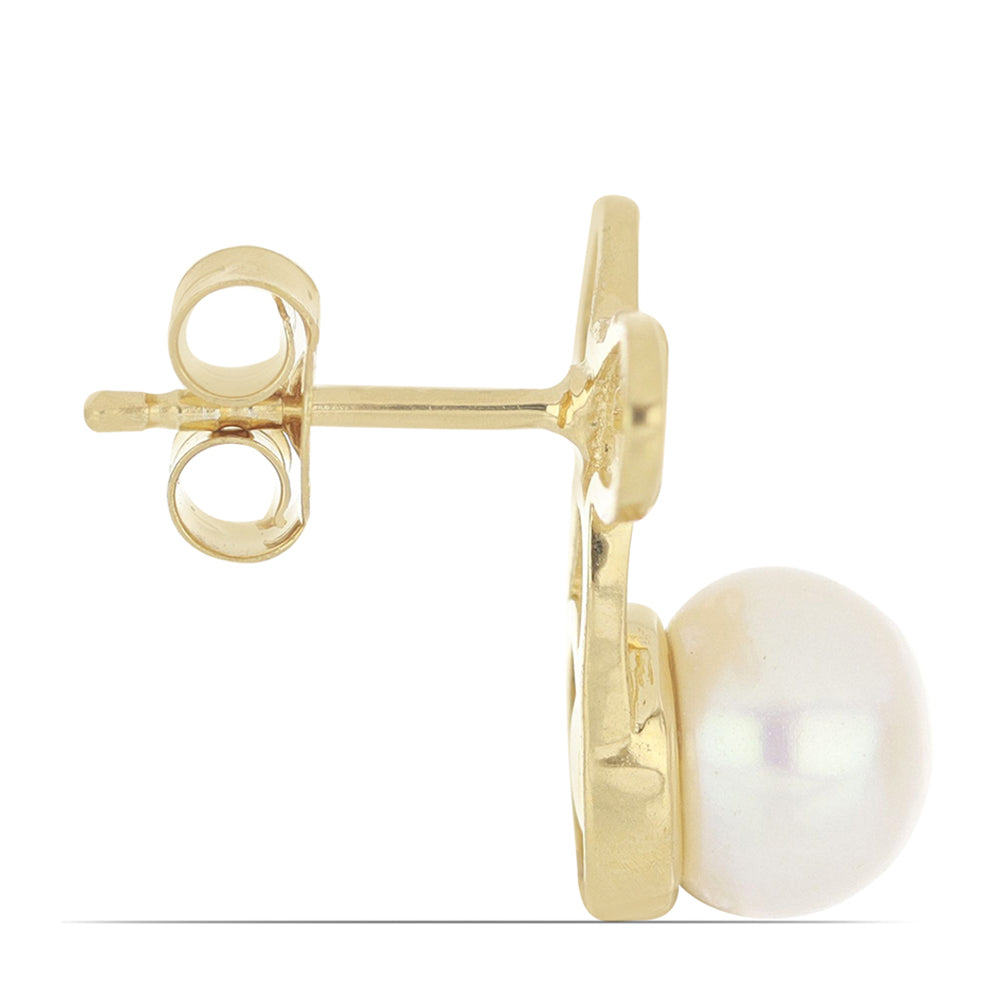 Goldplattierte Silberohrringe mit weißer Süßwasserperle
