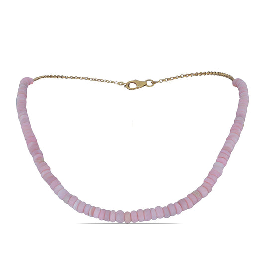 Goldplattierte Silberhalskette mit rosa Opal aus Lega Dembi