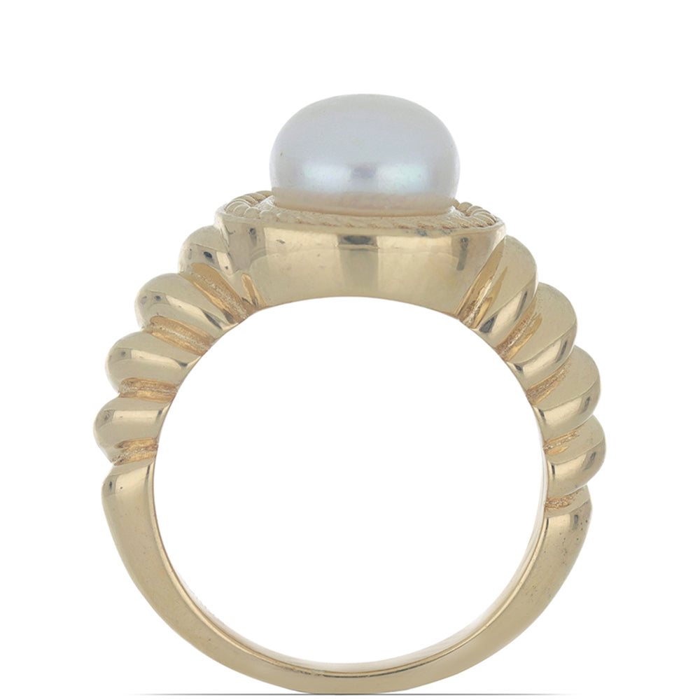 Goldplattierter Silberring mit weißer Süßwasserperle 3 
