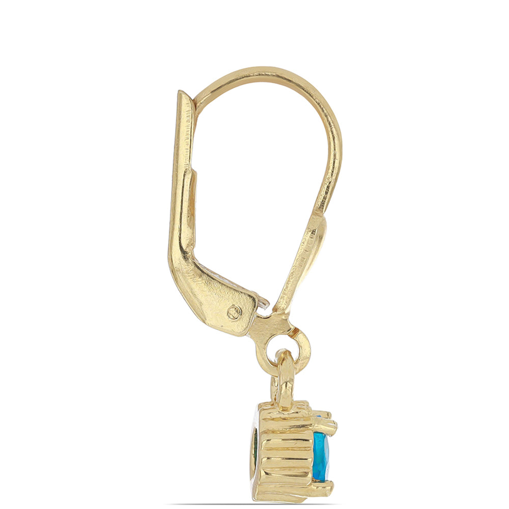 Goldplattierte Silberohrringe mit neon Apatit aus Sludyanka