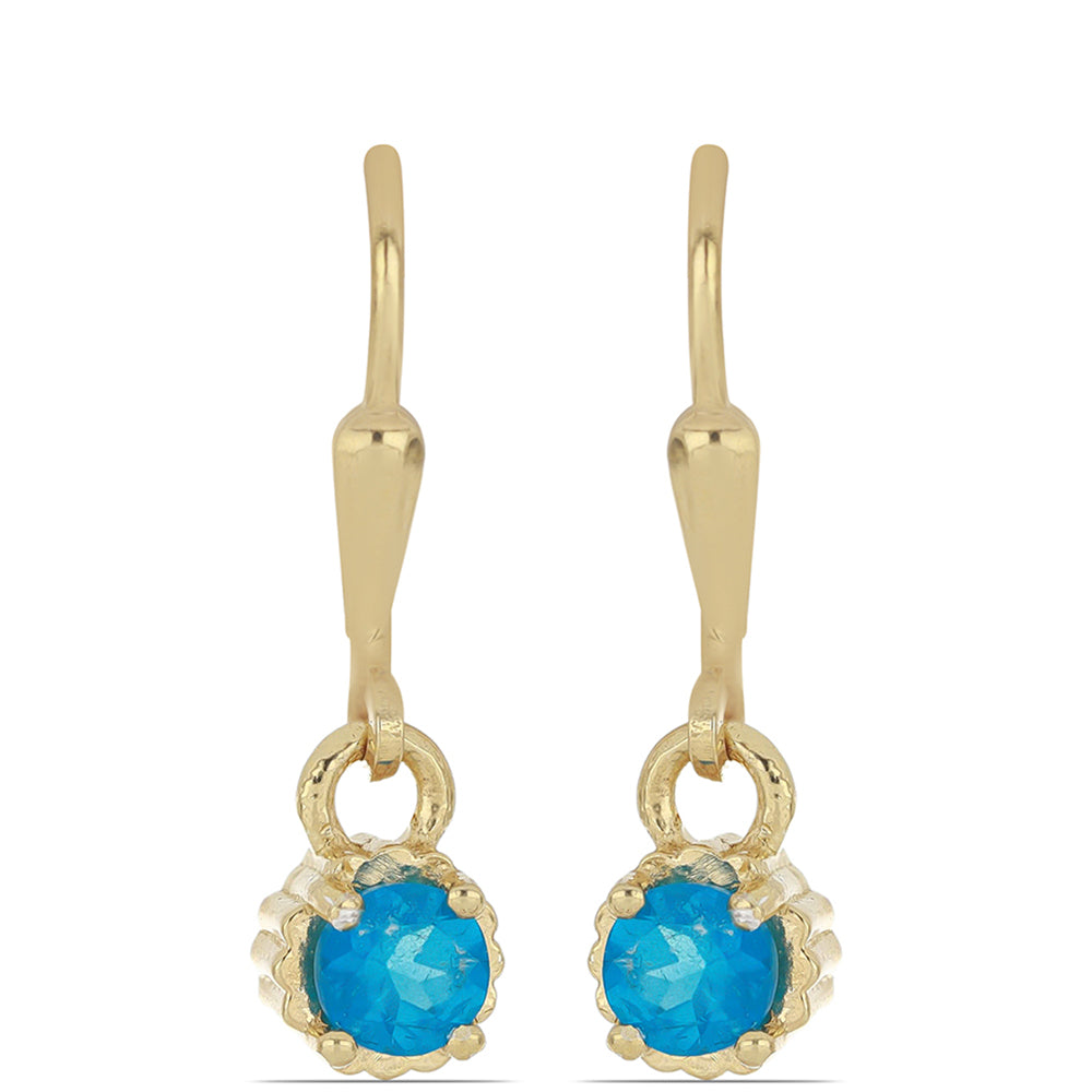 Goldplattierte Silberohrringe mit neon Apatit aus Sludyanka 1 