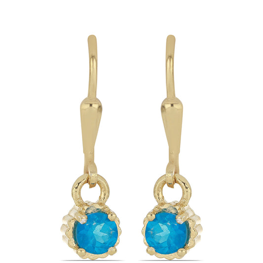 Goldplattierte Silberohrringe mit neon Apatit aus Sludyanka