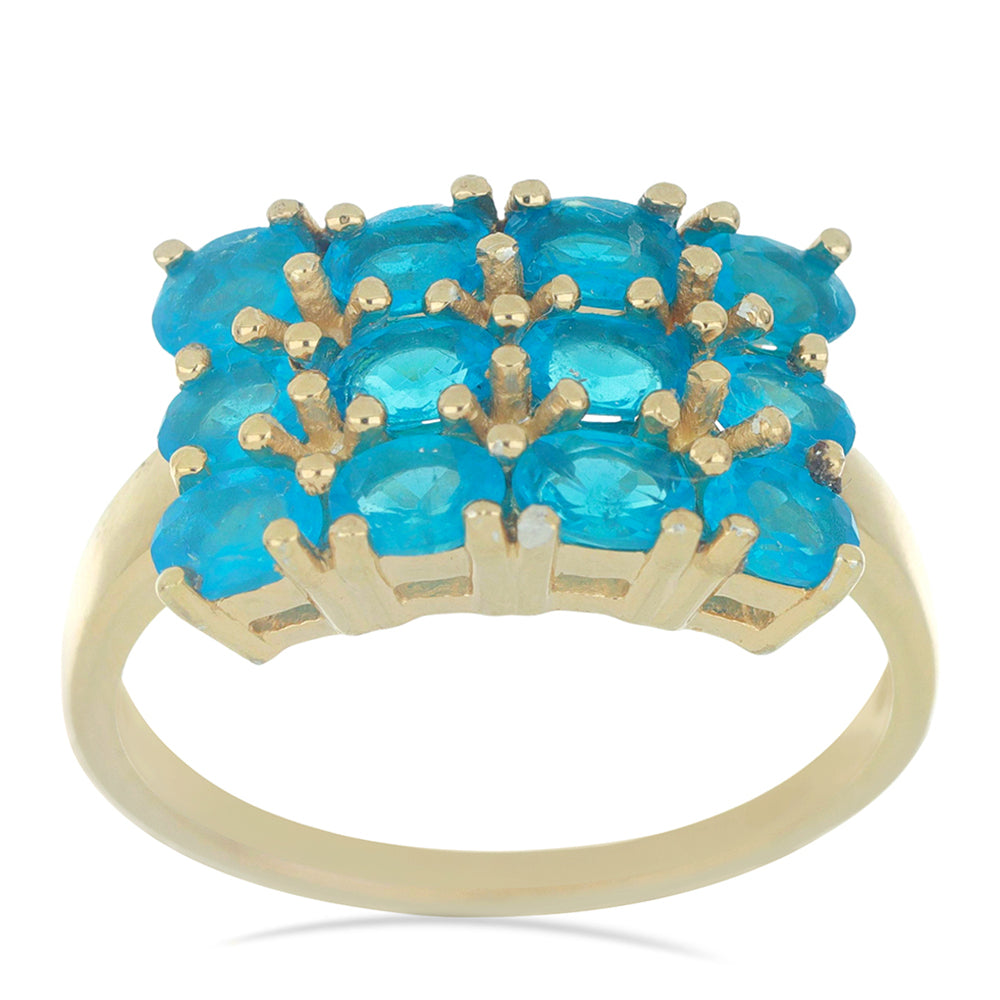 Goldplattierter Silberring mit neon Apatit aus Sludyanka 2 