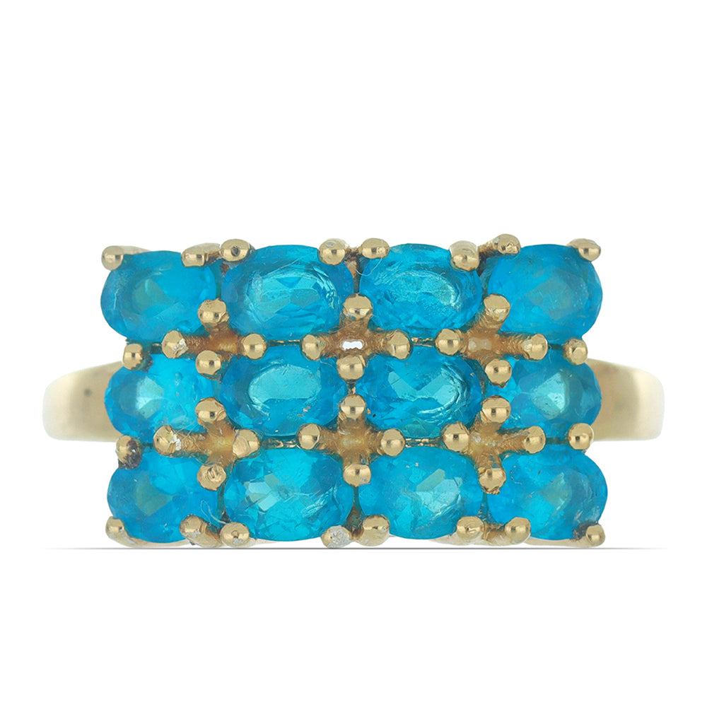 Goldplattierter Silberring mit neon Apatit aus Sludyanka 1 