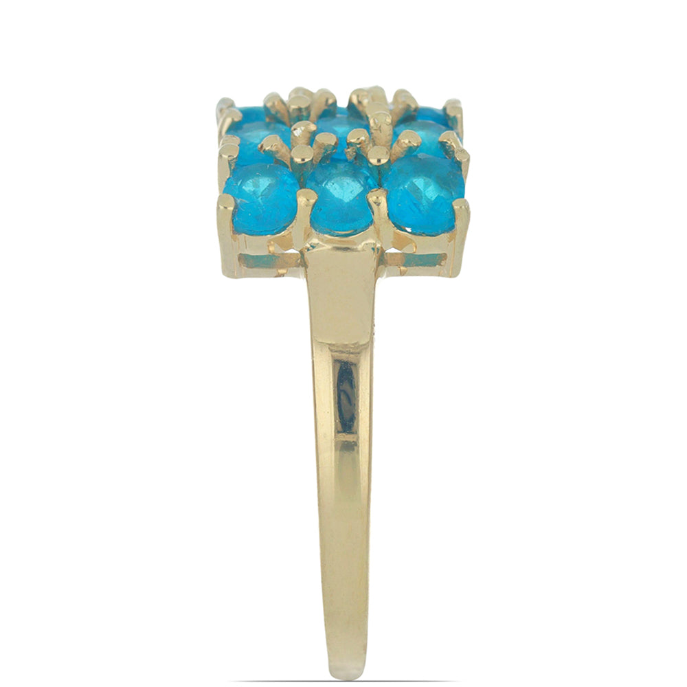 Goldplattierter Silberring mit neon Apatit aus Sludyanka 3 