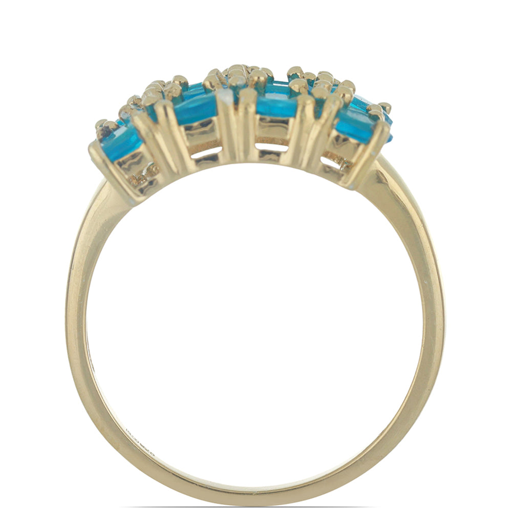 Goldplattierter Silberring mit neon Apatit aus Sludyanka