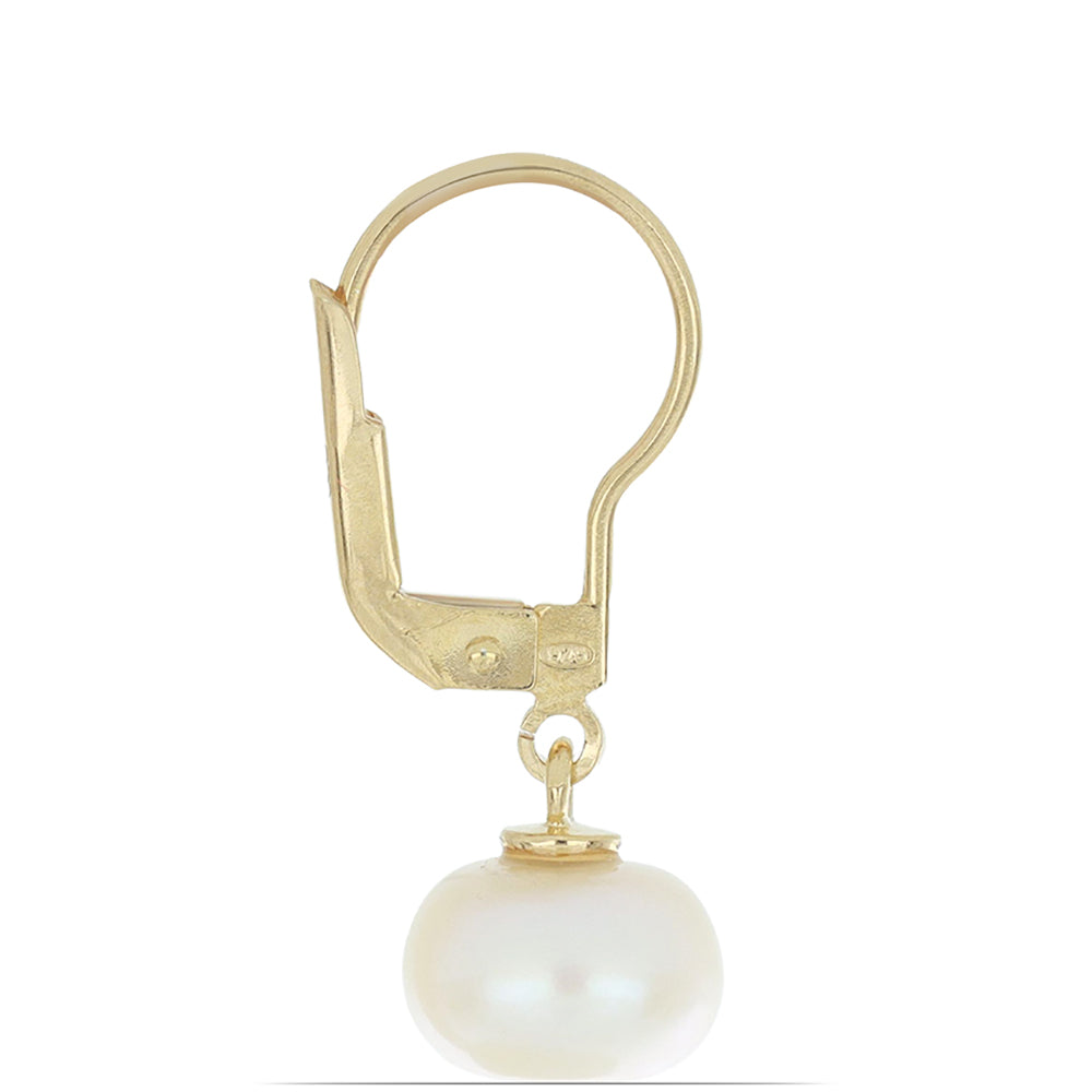 Goldplattierte Silberohrringe mit weißer Süßwasserperle 2 