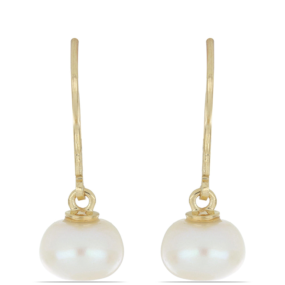 Goldplattierte Silberohrringe mit weißer Süßwasserperle 1 