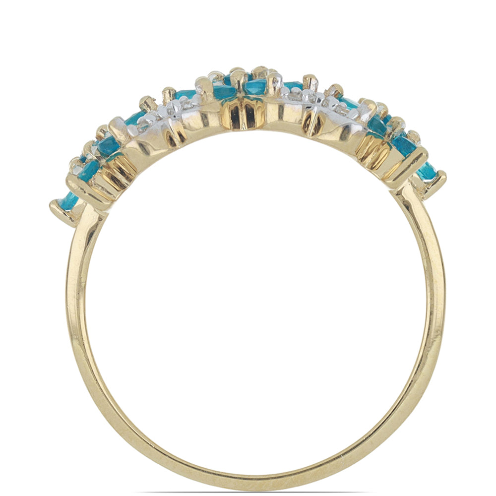 Goldplattierter Silberring mit neon Apatit aus Sludyanka und weißem Topas 2 