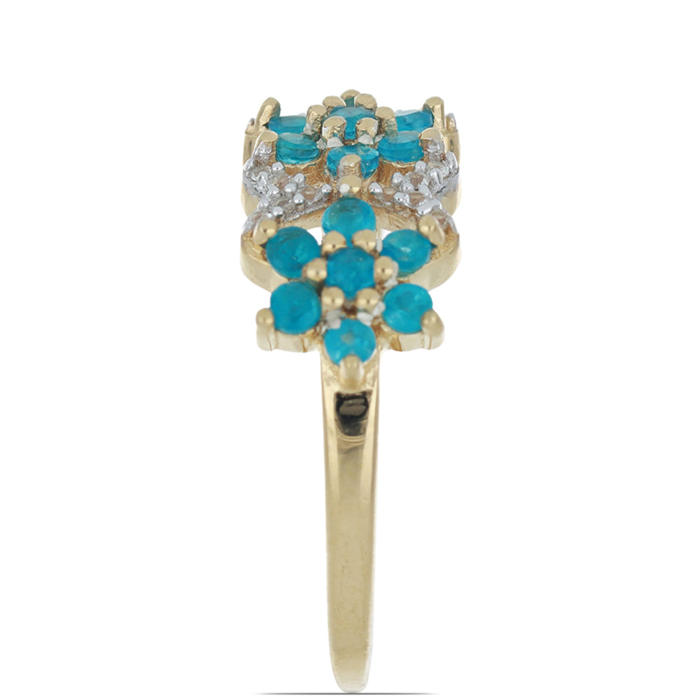 Goldplattierter Silberring mit neon Apatit aus Sludyanka und weißem Topas 3 