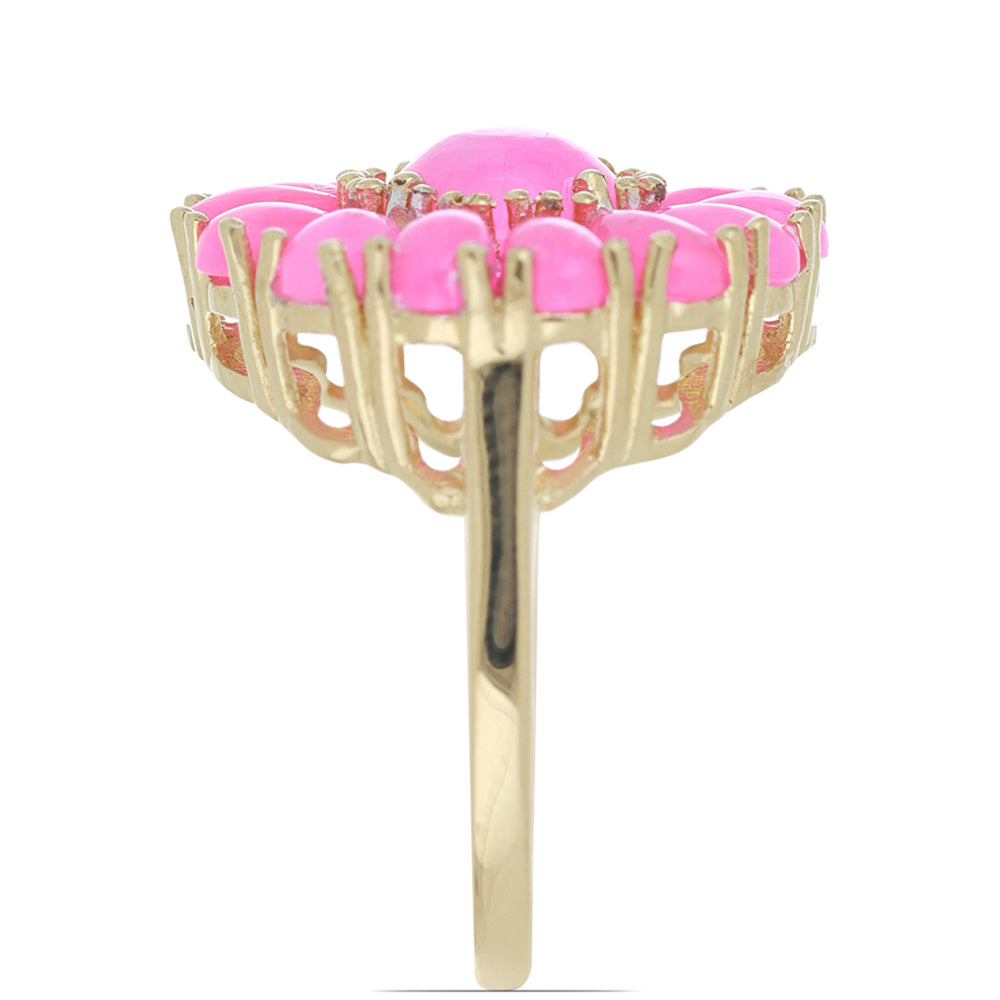 Goldplattierter Silberring mit rosa Opal aus Lega Dembi 2 