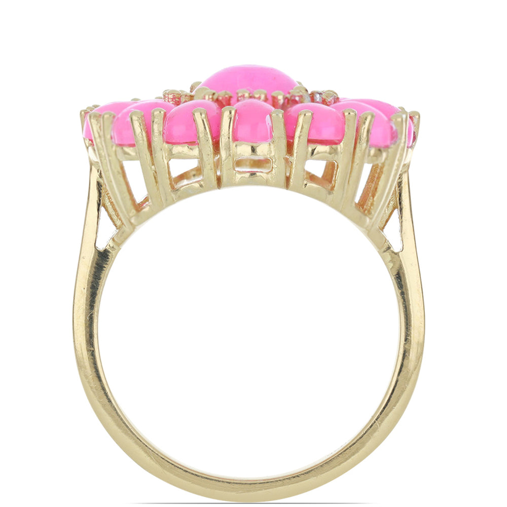 Goldplattierter Silberring mit rosa Opal aus Lega Dembi