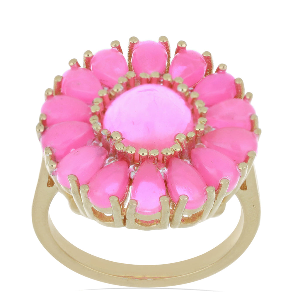 Goldplattierter Silberring mit rosa Opal aus Lega Dembi