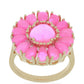 Goldplattierter Silberring mit rosa Opal aus Lega Dembi