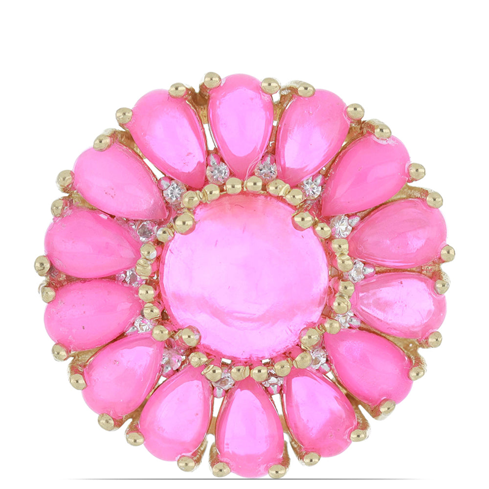 Goldplattierter Silberring mit rosa Opal aus Lega Dembi 1 