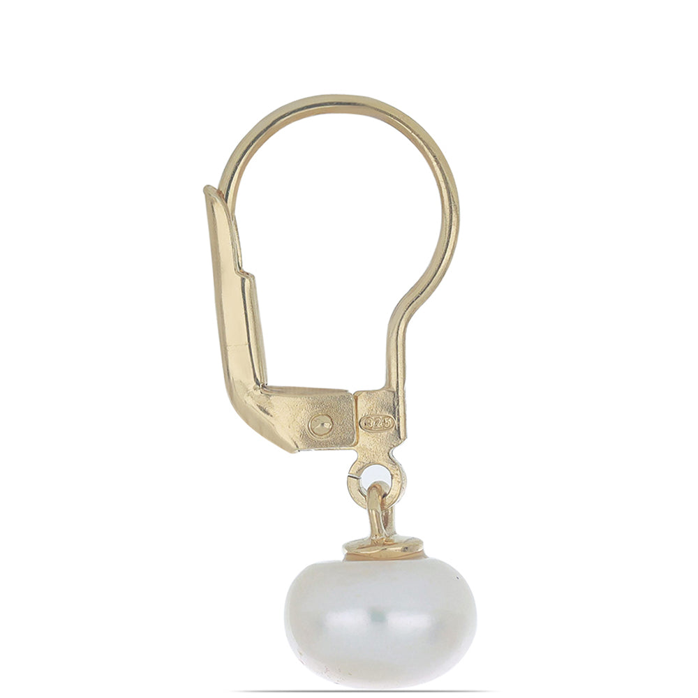 Goldplattierte Silberohrringe mit weißer Süßwasserperle 2 