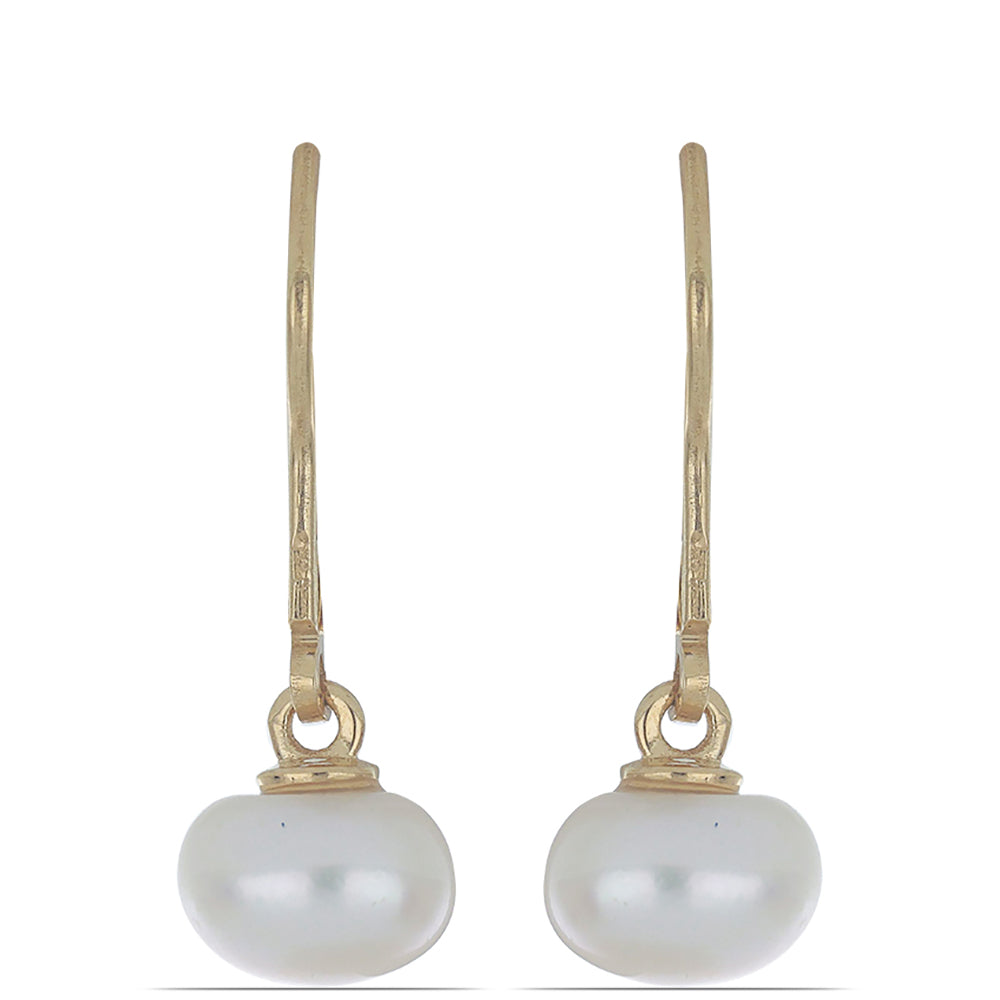 Goldplattierte Silberohrringe mit weißer Süßwasserperle 1 