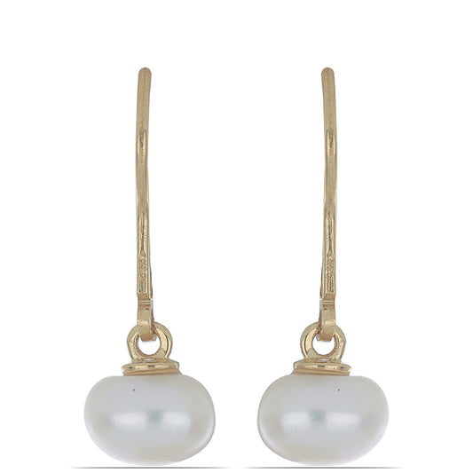 Goldplattierte Silberohrringe mit weißer Süßwasserperle