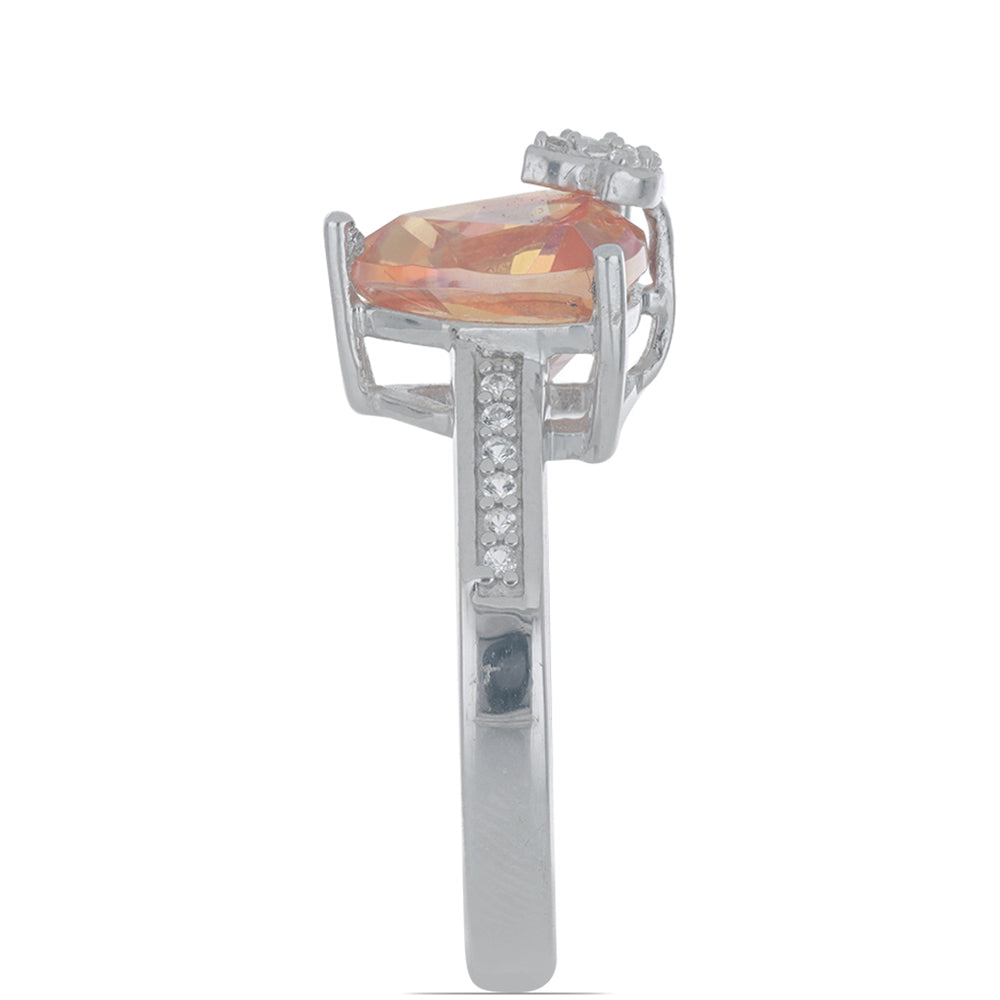 Silberring mit Padparadscha Quarz und weißem Topas 3 
